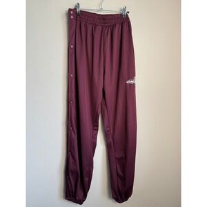 AND1 Womens Burgundy Mesh Tearaway Snap Track Pants Large Vintage 90s Y2K Retro